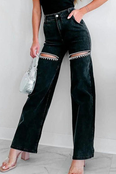 Harper Luxe Crystal Straight Jeans