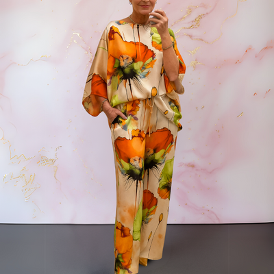 Ximena | Artistic Satin Two-Piece Set