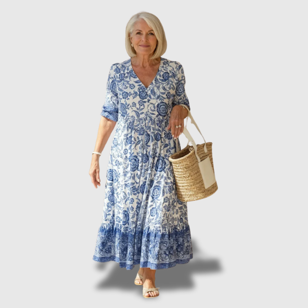 Janet - Elegant Floral Dress with V-Neck