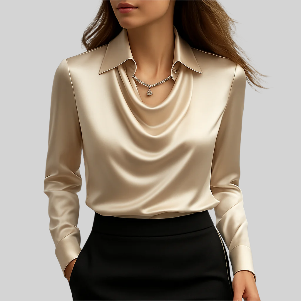 The Satin Drape Neck Blouse