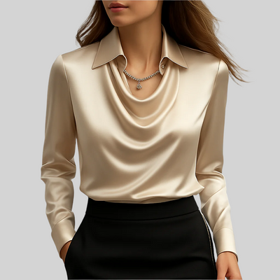 The Satin Drape Neck Blouse