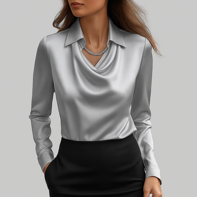 The Satin Drape Neck Blouse