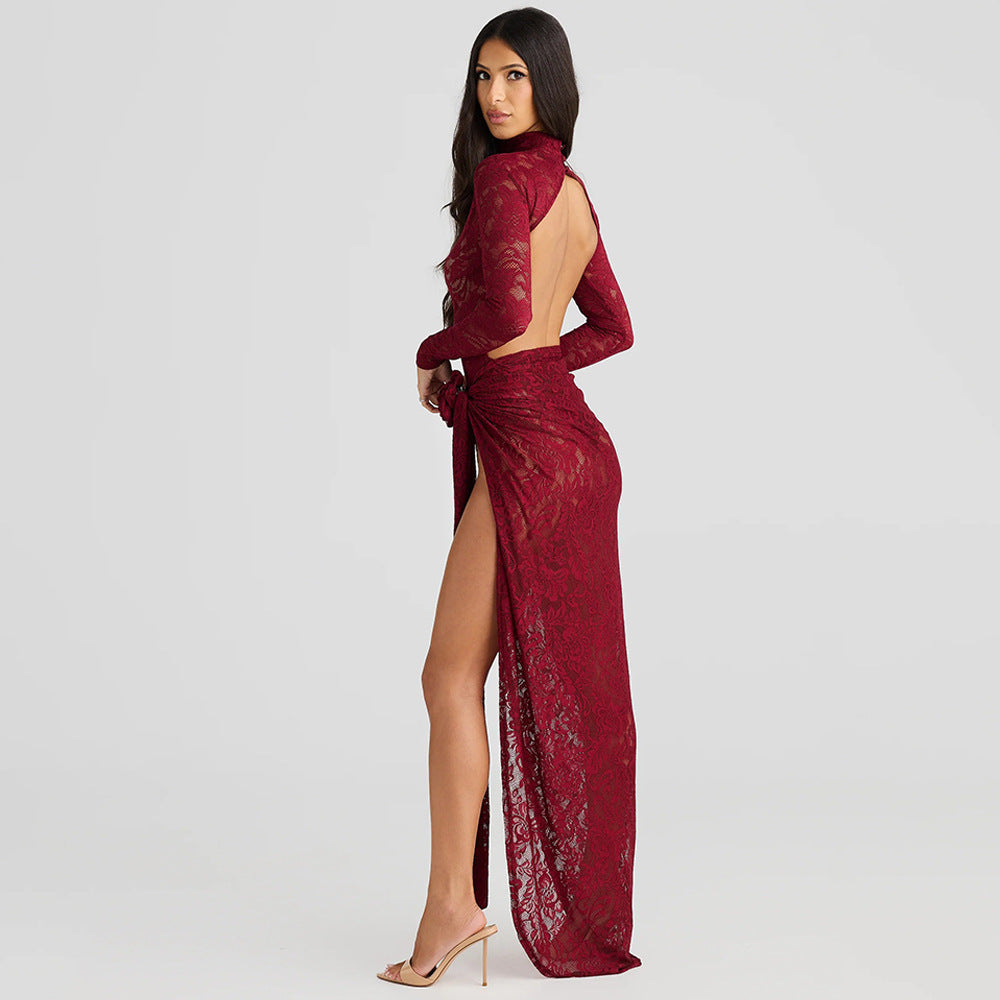 Crimson Eclipse Two-Piece Maxi Set