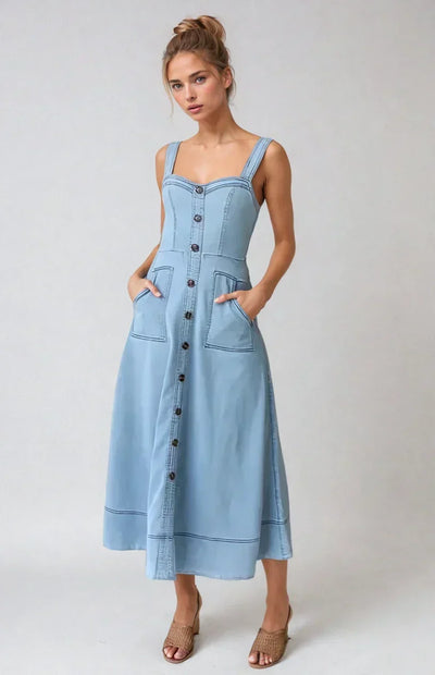 Elora Denim Midi Dress