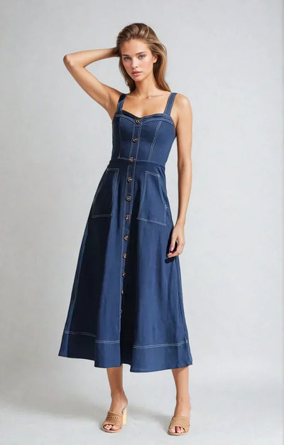 Elora Denim Midi Dress