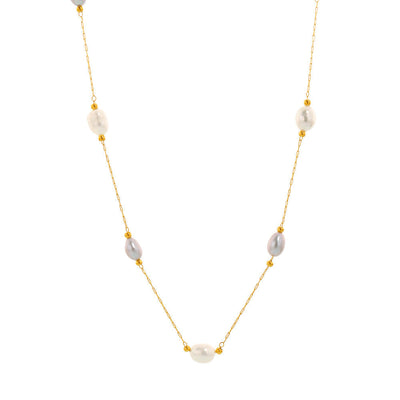 Elegant Freshwater Pearl Necklace - Delicate Gold Chain