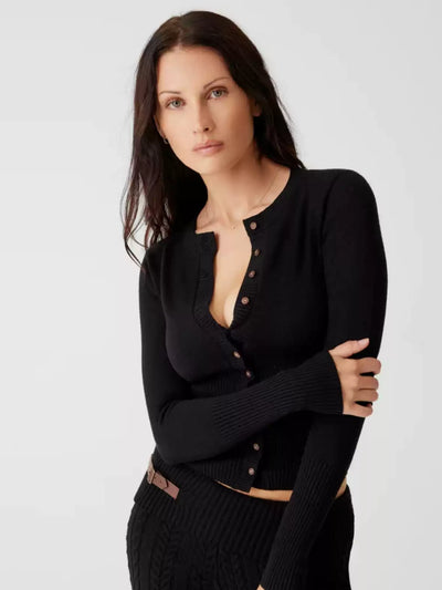 Cleo Knit Button-Up And Mini Skirt Set