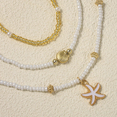 NAIA – White & Gold Starfish Beaded Choker