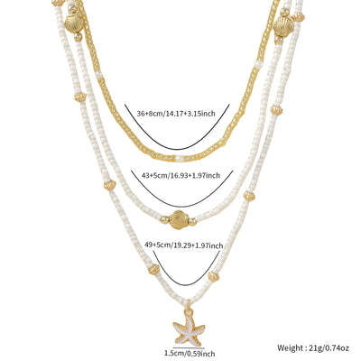 NAIA – White & Gold Starfish Beaded Choker