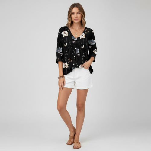 Alice | Printed Button Tunic Top