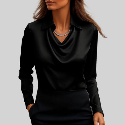 The Satin Drape Neck Blouse