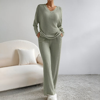ISLA | Striped V-Neck Knit Set