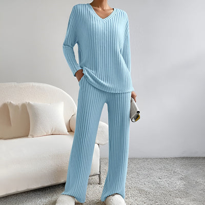 ISLA | Striped V-Neck Knit Set