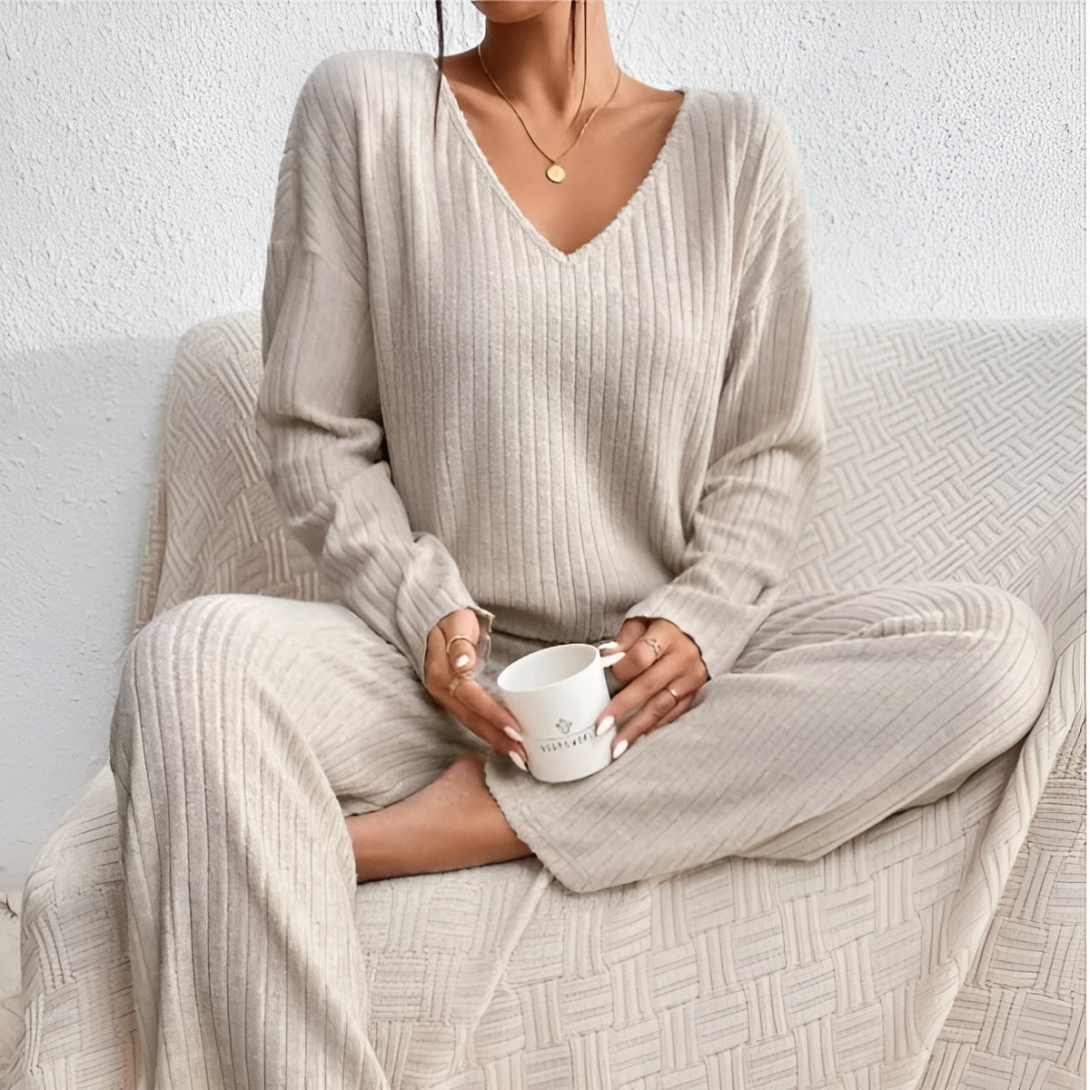 ISLA | Striped V-Neck Knit Set