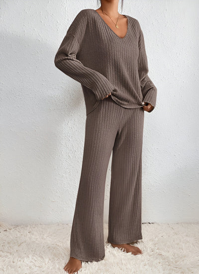 ISLA | Striped V-Neck Knit Set