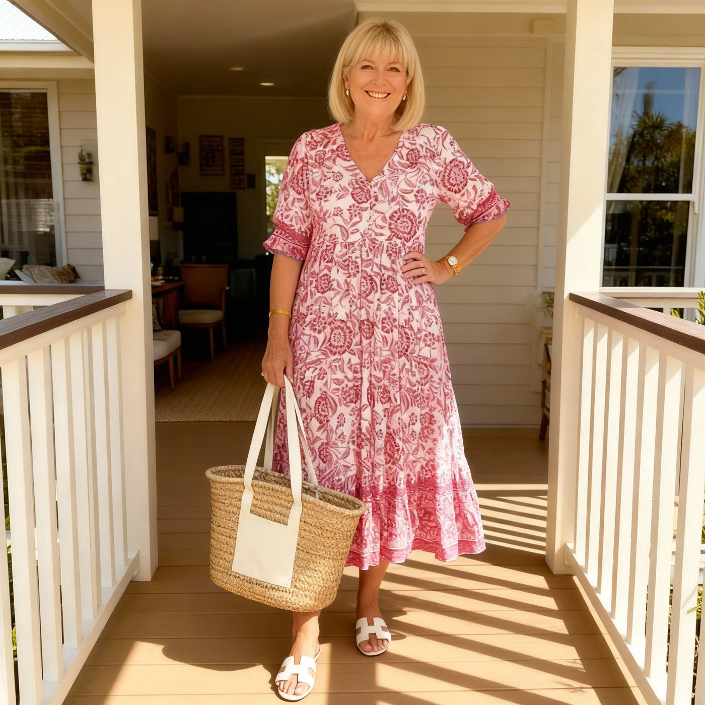 Janet - Elegant Floral Dress with V-Neck