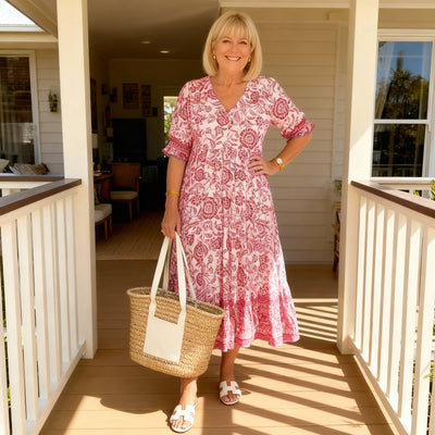 Janet - Elegant Floral Dress with V-Neck