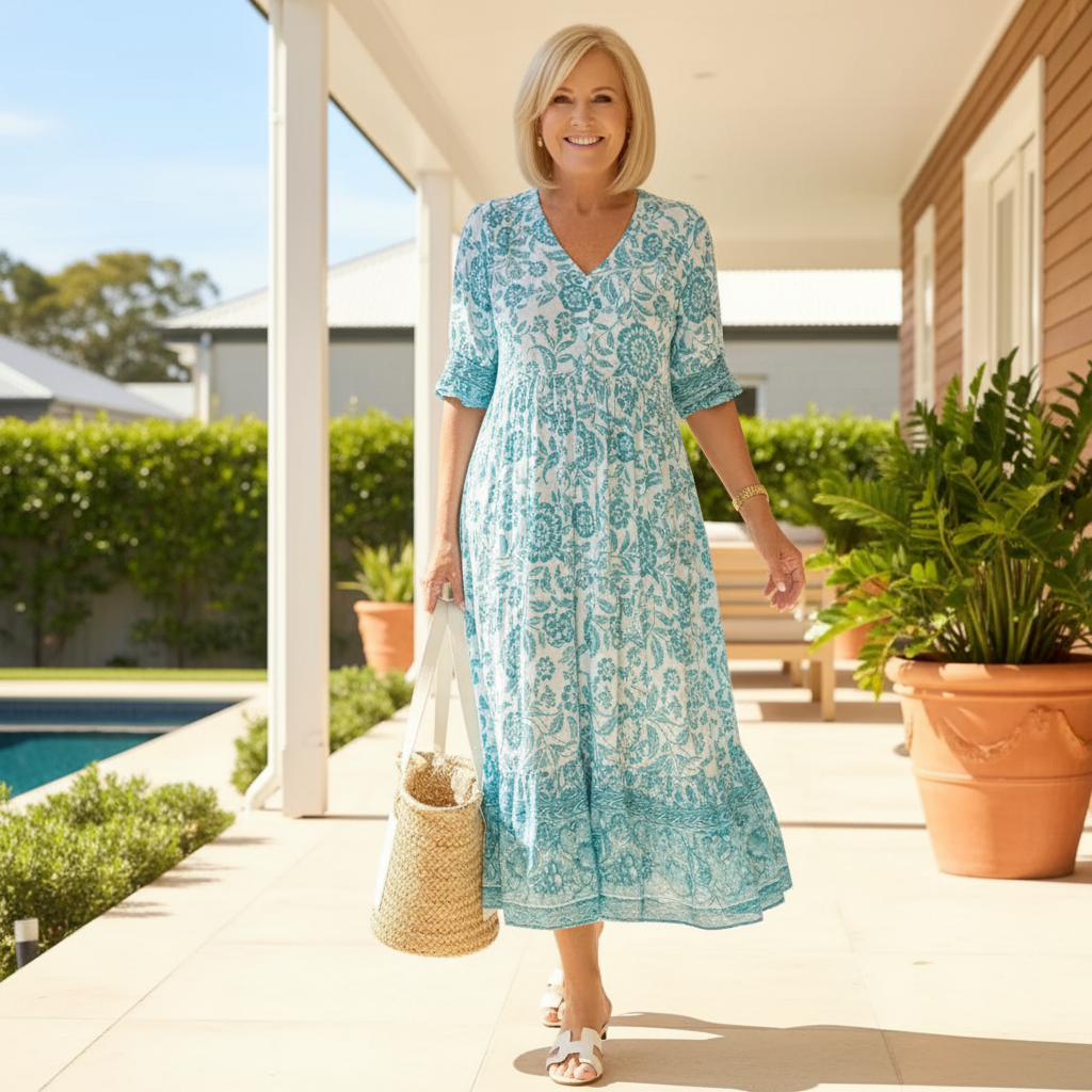 Janet - Elegant Floral Dress with V-Neck