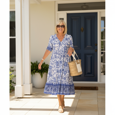 Janet - Elegant Floral Dress with V-Neck