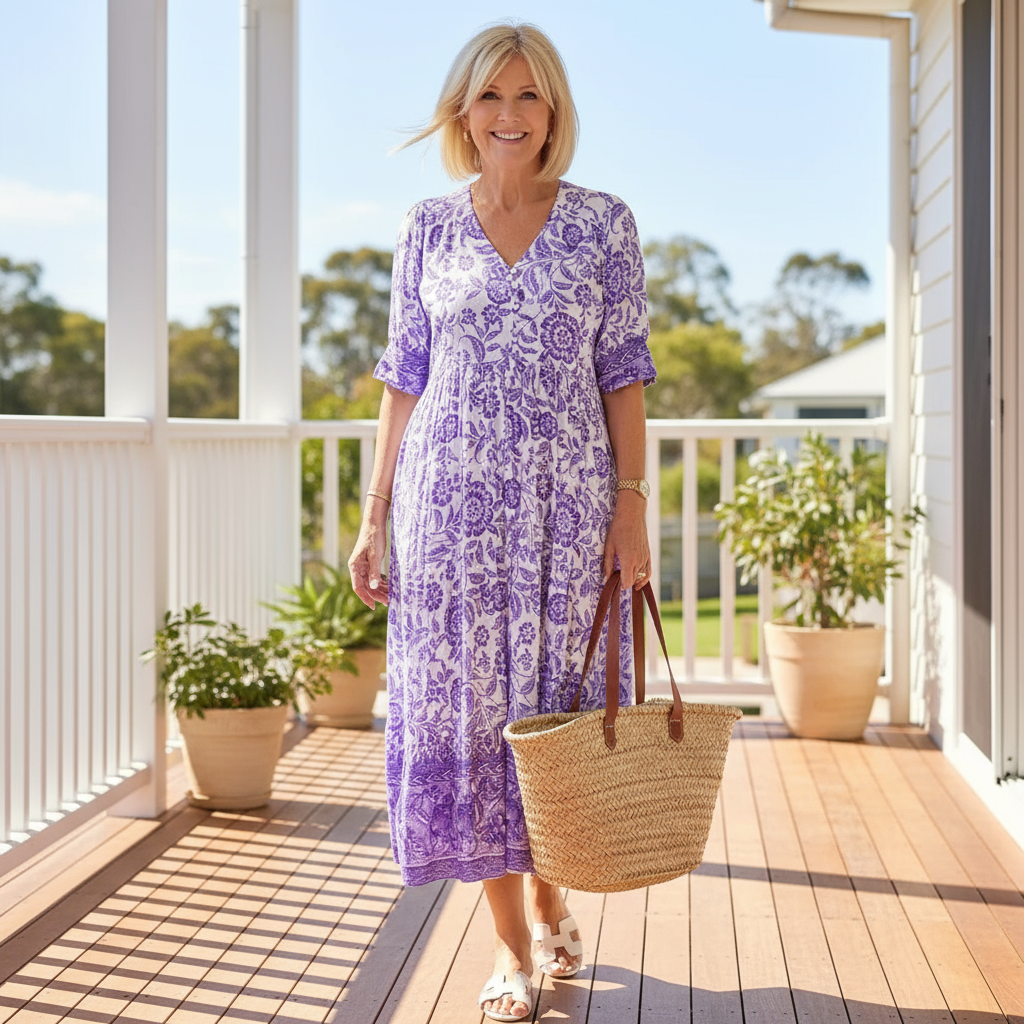 Janet - Elegant Floral Dress with V-Neck