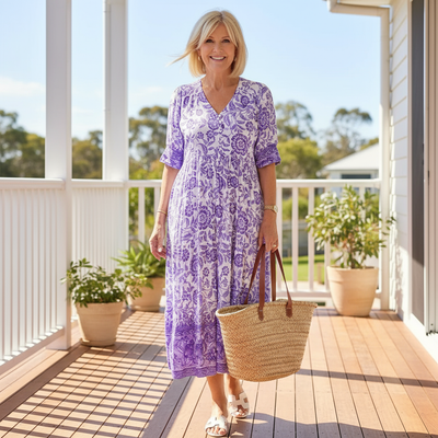 Janet - Elegant Floral Dress with V-Neck