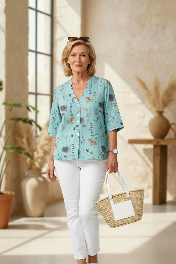 Alice | Printed Button Tunic Top