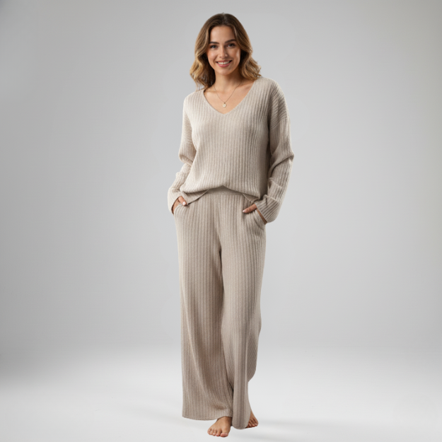 ISLA | Striped V-Neck Knit Set